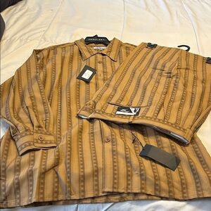Brown Striped Suit Set